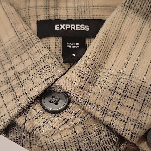 Express Plaid Stretch Corduroy Shirt, size S - Picture 4 of 4